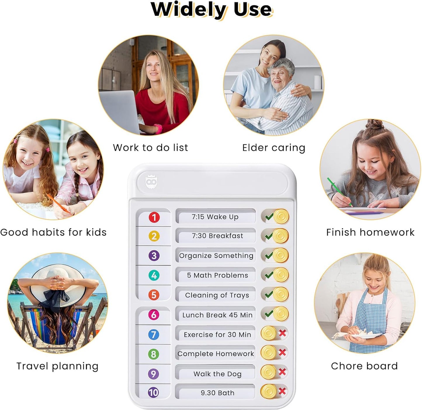 Chore Chart for Kids, Checklist Planning Board with Sliders, 19 Personalizable Sheets and Magnetic Marker, ADHD Tools for Kids to Do List Routine Chart Visual Schedule Board with Stand