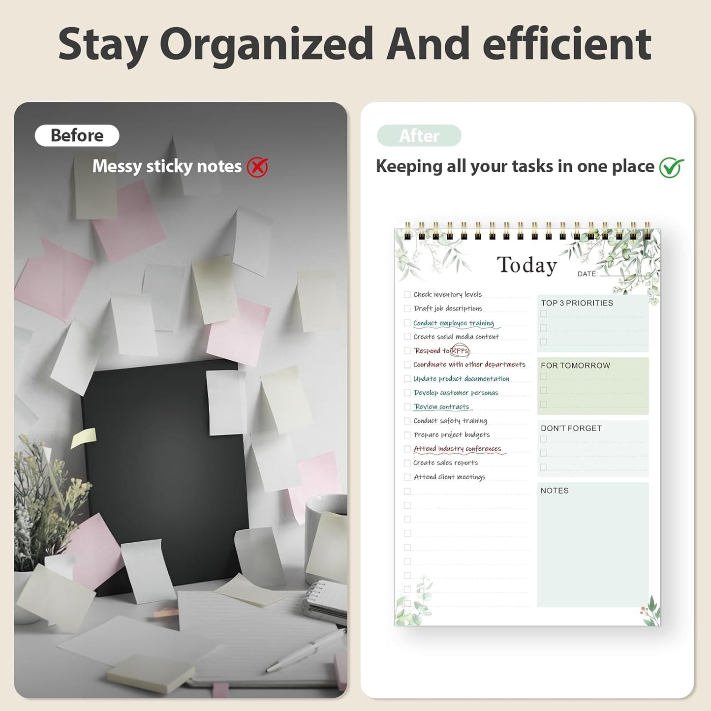 Weekly To Do List Notepad, Undated Planner with 52 Sheets (8.5''x11''), Desk Weekly Planner for Women & Man, Home School & Work