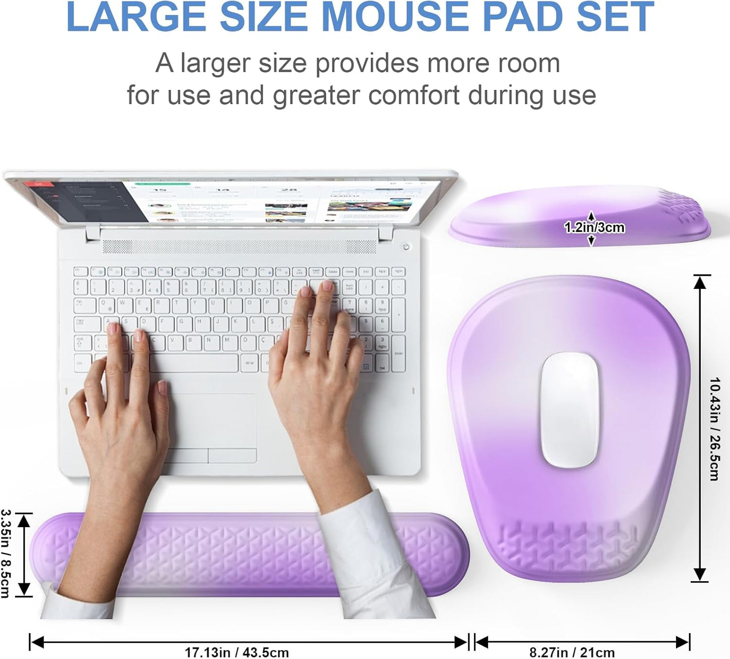 Mouse Pad with Wrist Rest, Comfortable Keyboard Wrist Rest, Memory Foam Wrist Rest for Computer Keyboard, Ergonomic Mouse Pad Set for Easy Typing & Pain Relief for Office Black