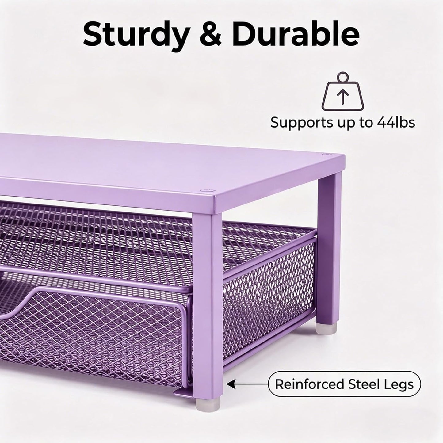 Spacrea Desk Organizer and Accessories, Computer Monitor Stand Riser with Drawer and 2 Pen Holders, Office Desk Accessories & Workspace Organizers for Office Supplies (Wood)