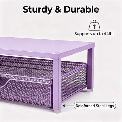Spacrea Desk Organizer and Accessories, Computer Monitor Stand Riser with Drawer and 2 Pen Holders, Office Desk Accessories & Workspace Organizers for Office Supplies (Wood)
