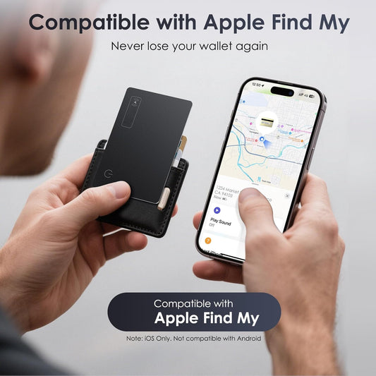 Wallet Tracker Card 0.07in Slim, Compatible with Apple Find My iOS Only, Bluetooth Tracker Smart Tracking Card Wallet Finder, IP68 Waterproof, Item Locator for Luggage Tags, Passports, Purse