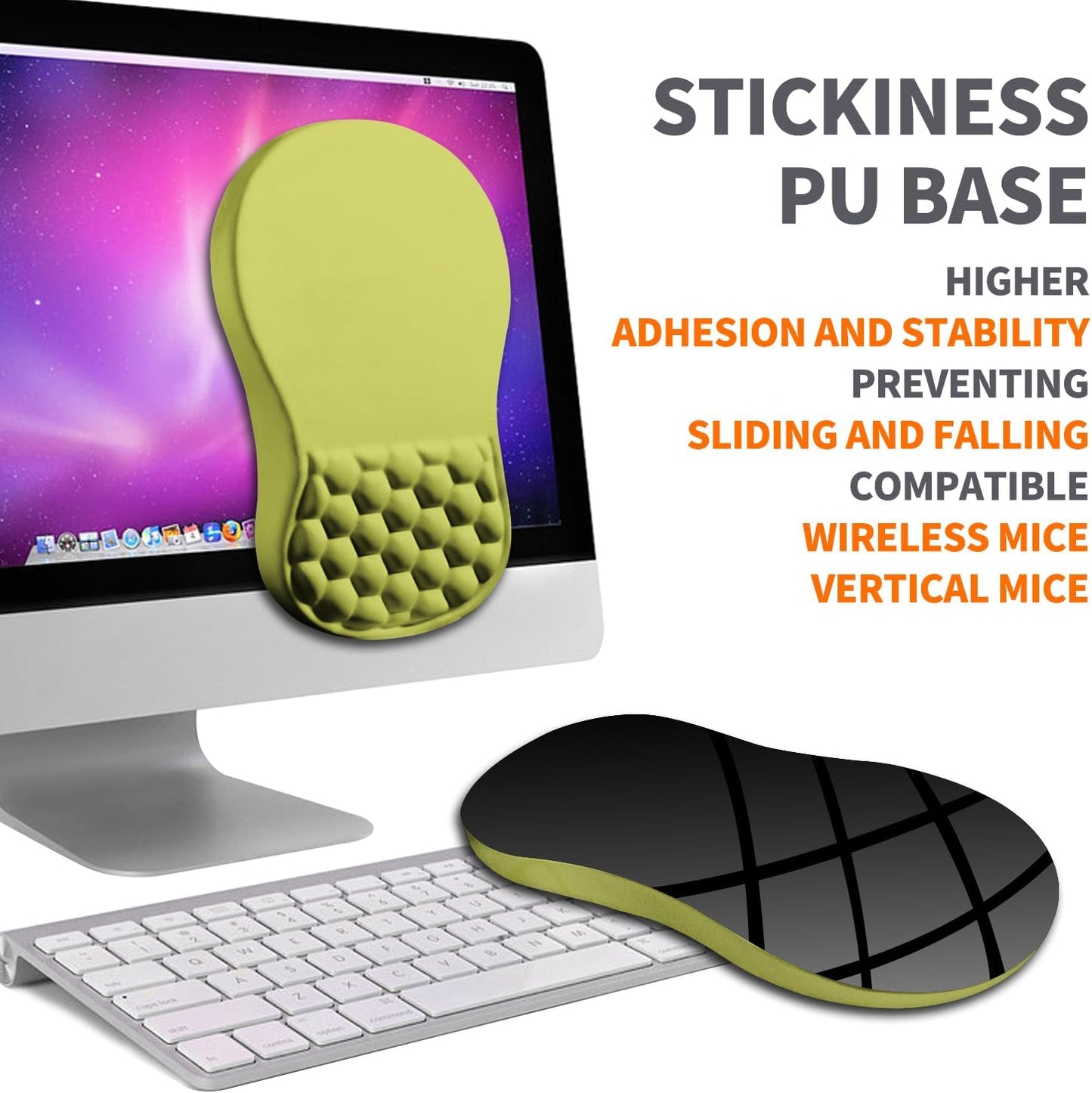 Ergonomic Joint Wrist Support Mouse Pad with Memory Foam Cushion Massage Bump, Carpal Tunnel Pain Relief Mousepad Slope Design for Wrist Rest, 11.8x7.9 in, Black