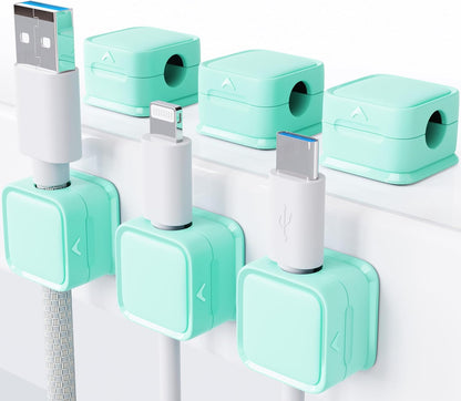Cord Organizer Holder, 8 Pack Magnetic Desk Cable Clips Management, Hide Phone Charging Cable Keeper, Strong Adhesive Wire Charger Holder for Nightstand, Kitchen Appliances, Office Supplies