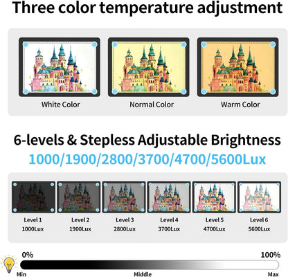 Heanolier Rechargeable A3 Tracing Light Box Drawing Pad,5600 Lux Bright Magnetic light pad, Dimmable Lightbox,3 color modes,light board for Diamond painting,light table for Sketching,Tattoo,X-ray View