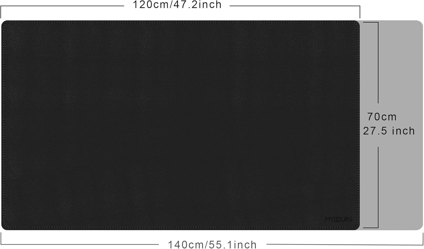 Mydours 40" x 20" Extra Large Desk Mat, PU Leather & Cork Desk Pad, Large XXL Desk Mouse Pad for Workstation, Office, Home, Computer Desk Mat with Keyboard & Mouse (Black)