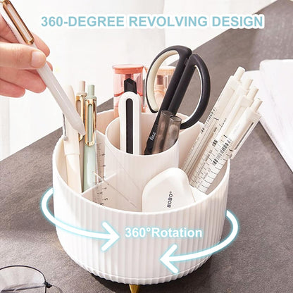 Cayxenful Pencil Holder For Desk,5 Slots 360°Degree Rotating Desk Organizers And Accessories,Desktop Storage Stationery Supplies Organizer, Cute Pencil Cup Pot For Office, School, Home (C-Blue)