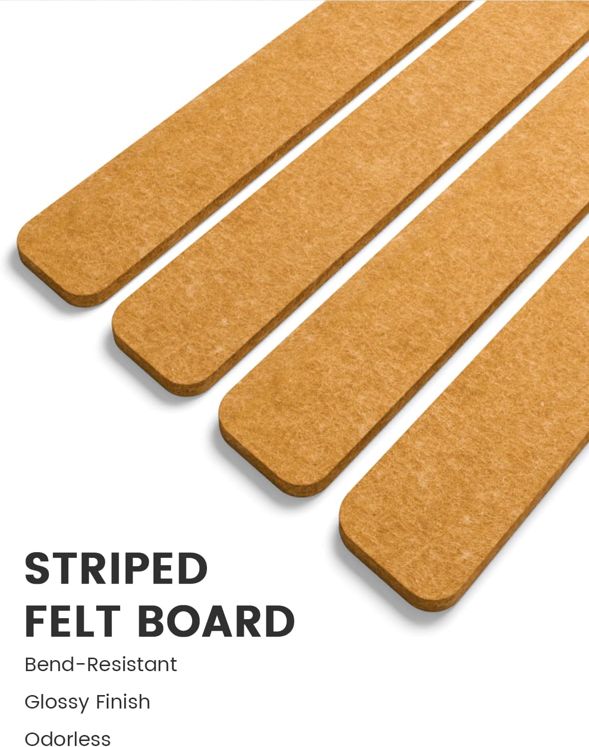 Fluxynara Cork Board Alternative Felt Strip Board 8-Pack 13"x2", Office Pin Board with 50 Push Pins, Adhesive Install for Bedroom Door & Home Office(Linen Dusk)
