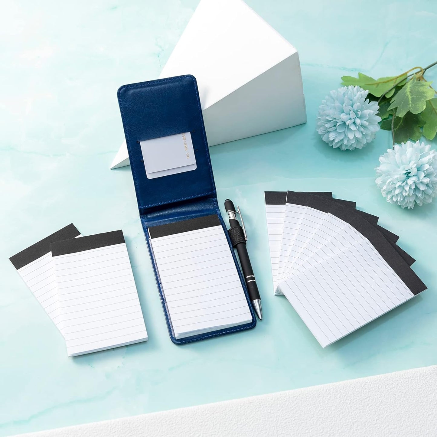 Camelmother 10 Pieces Small Notepad Holder Set Pocket Notebook 3 x 5 Inch with Pen