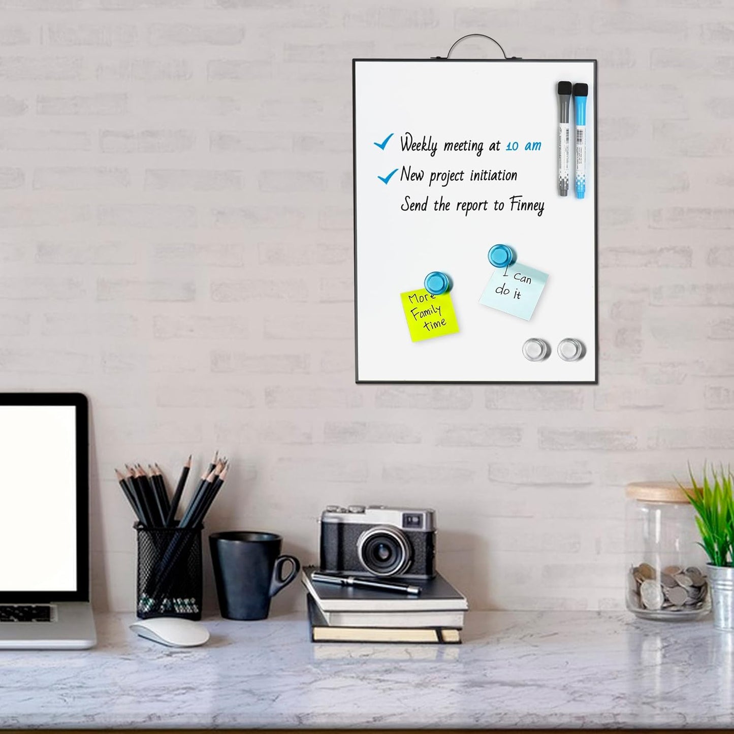 Weekly Planner Dry Erase Calendar for Wall Hanging, 16"x12" Aluminum Frame Whiteboard Calendar with Handle, Portable White Board as Office to Do List, Meal Planner for Home Kitchen