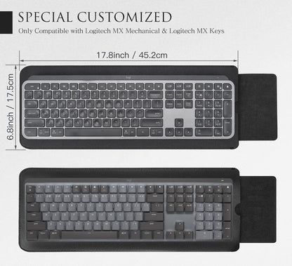 PU Leather Keyboard Sleeve Case for Logitech MX Keys Advanced/Mechanical Illuminated Performance Keyboard, Logitech MX Keys S Travel Bag-Black