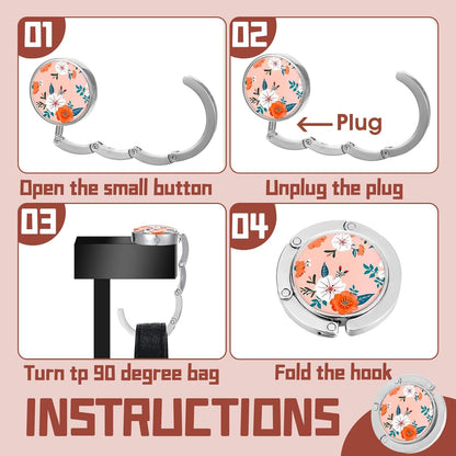 Foldable Purse Hook for Table, Purse Hanger for Table, Desk Bag Hook, Desk Purse Hook, Purse Holder for Table - Compact Portable Multi-Use Design, Aluminum Alloy Handbag Hanger, 3 Pcs (Style A)
