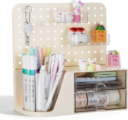 Comix 360° Rotating Pen Holder for Desk, Cute Pencil Holder Pen Organizer, Green Acrylic Pencil Cup Caddy with 5 Slots for Home School Office Supplies