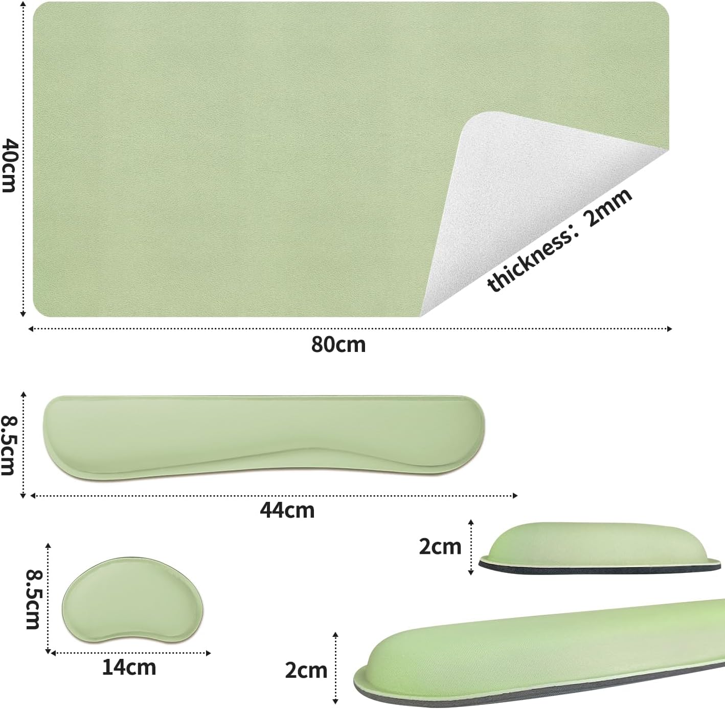 Bloss Leather Desk Pad and Keyboard Wrist Rest, Large Mouse Pad + Keyboard Pad+Mouse Wrist Support, Non-Slip Desk Mat Protector for Office, Home(31.5×15.7 Inches,Beige) - Colors A