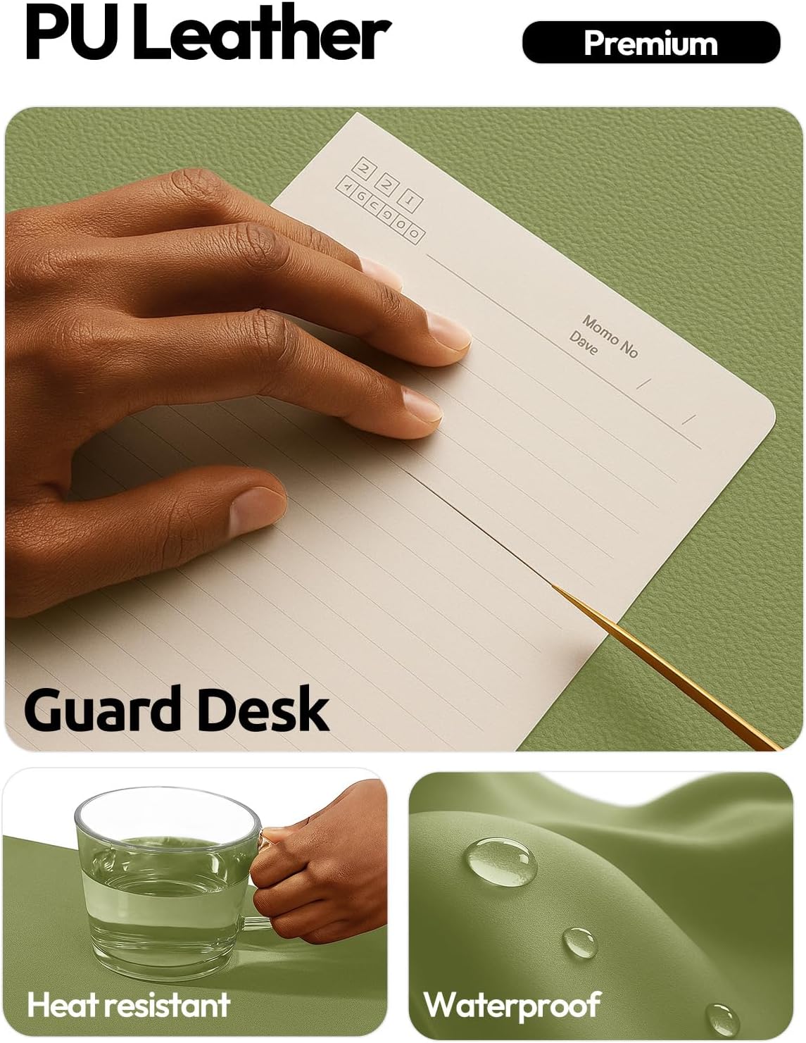 YSAGi Leather Desk Protector, Office Mat, Large Mouse Mat, Non-Slip PU Leather Blotter, Laptop Desk Mat, Waterproof Writing Pad for Office and Home (Black, 31.5" x 15.8") - Colors A