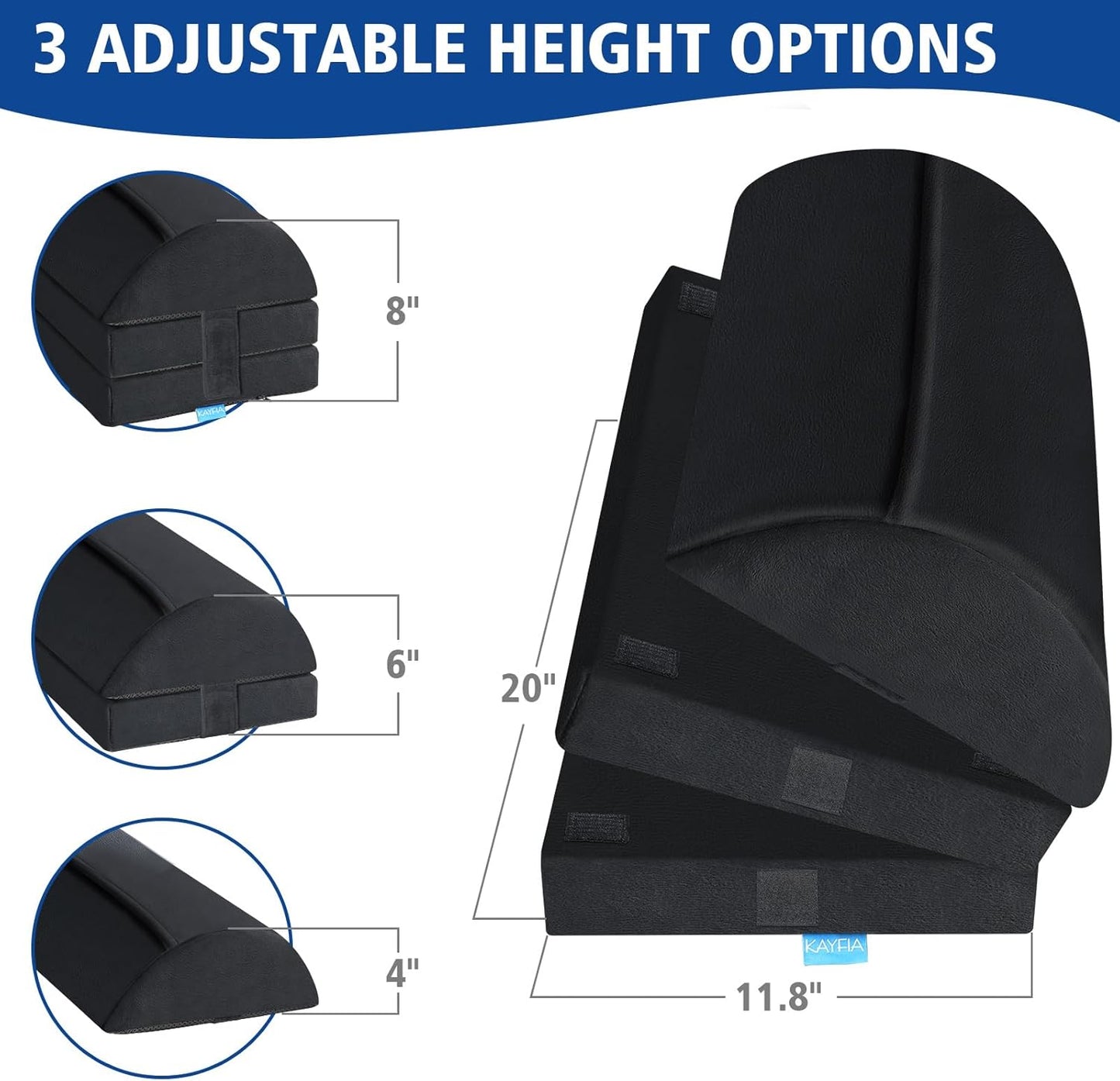 KAYFIA Foot Rest for Under Desk at Work XXL(20in) with 3 Adjustable Heights，Foot Stool with Supportive Gel Foam, Warmer Feet Pocket Footrest for Office Gaming Chair, for Leg Support -Black