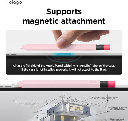 elago Classic Pencil Case Compatible with Apple Pencil (USB-C), Perfect Grip, Protective Skin, Silicone Sleeve, Supports Magnetic Attachment [Yellow]