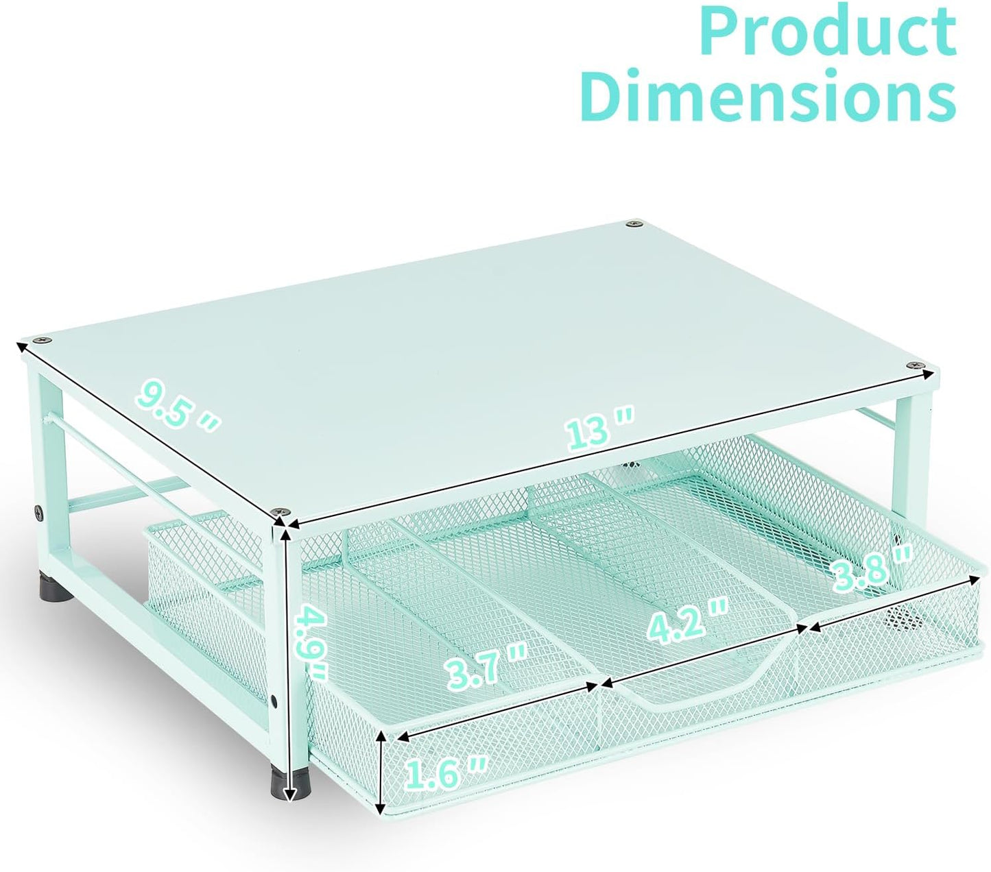 Wood Metal Monitor Stand Riser, Laptop Stand for Desk, Office Desk Organizer and Accessories, Computer Desktop Shelf with Drawer and Pen Holder, Printer Stand for Home, Office, Dorm (Natural Wood)