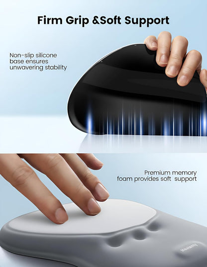 meatanty Mouse Pad with Wrist Rest, Ergonomic Mouse Wrist Support, Desk Mouse Mat Computer Accessories, Soft Memory Foam Palm Hand Pain Relief, Non-Slip Laptop Cushion, Office Home Gaming Black Blue