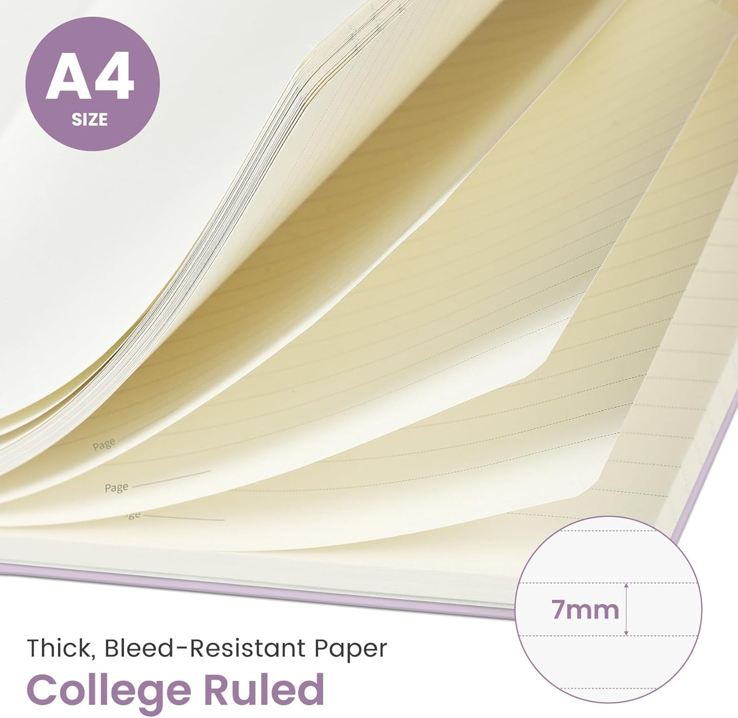 Taja Spiral Lined Notebook, 8.5"x11" Notebooks for Work, Large A4 Journal for Women & Men, College Ruled Journaling Notebook for Writing, Plastic Cover Spiral Journal, Purple
