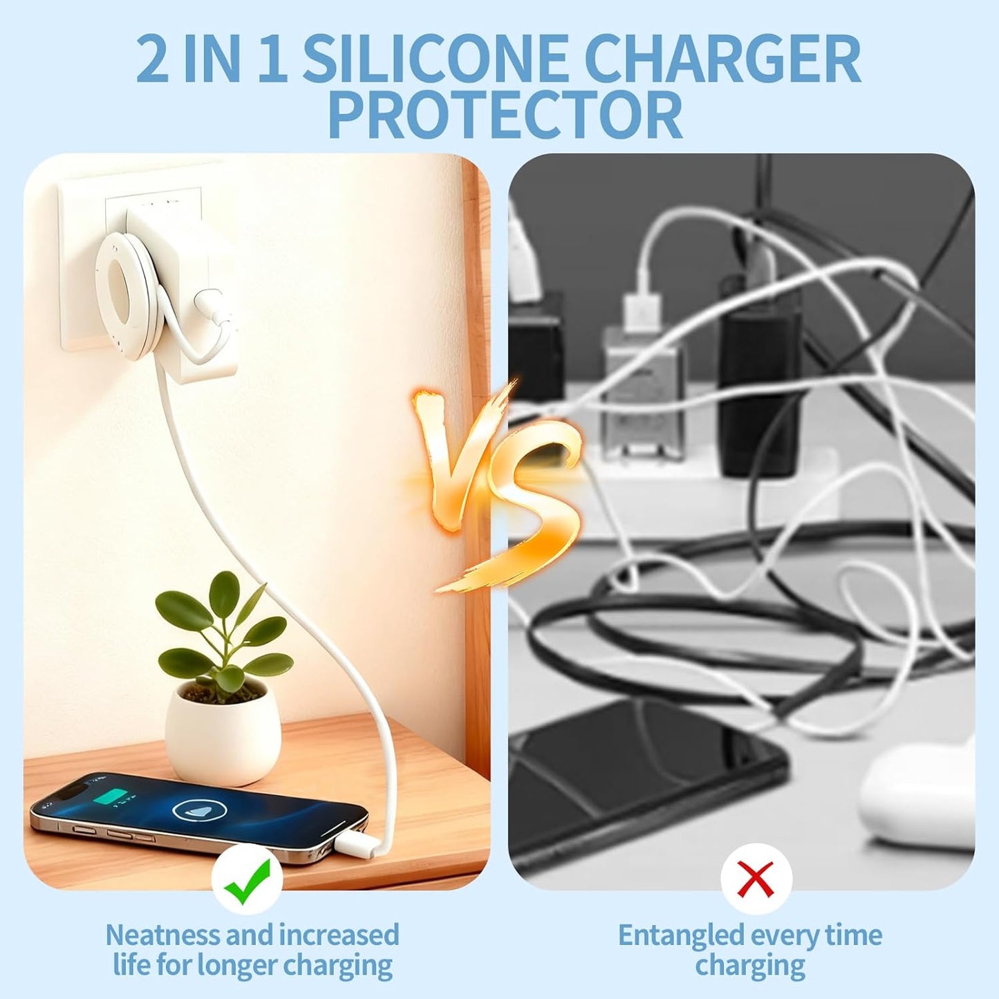 3-Pack Silicone Foldable Charger Cord Organizer – Collapsible Cable Winder & Appliance Cord Holder Compatible with MacBook, PC, USB-C Chargers, and Adapters, Cruise Travel Essentials 2026 (White)