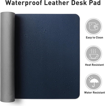Aothia Leather Desk Pad Protector, Mouse Pad, Office Desk Mat, Non-Slip PU Leather Desk Blotter, Laptop Desk Pad, Waterproof Desk Writing Pad for Office and Home (Brown,23.6" x 13.7") - Colors B