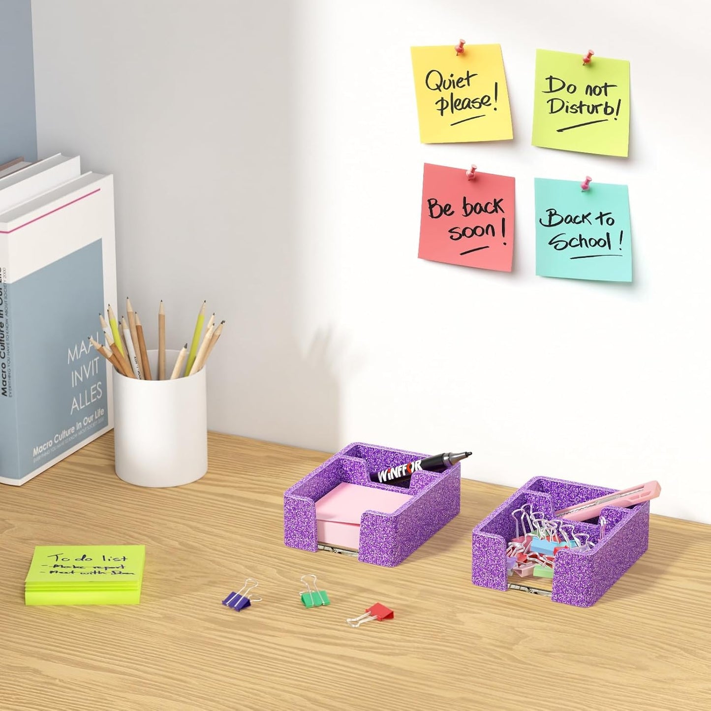 WINFFOR Acrylic Notepad Holder Dispenser - 3x3 in Sticky Note Memo Holder for Desk Organizer (W/O Pads) Office Desk Accessories School Supplies, Crystal Clear
