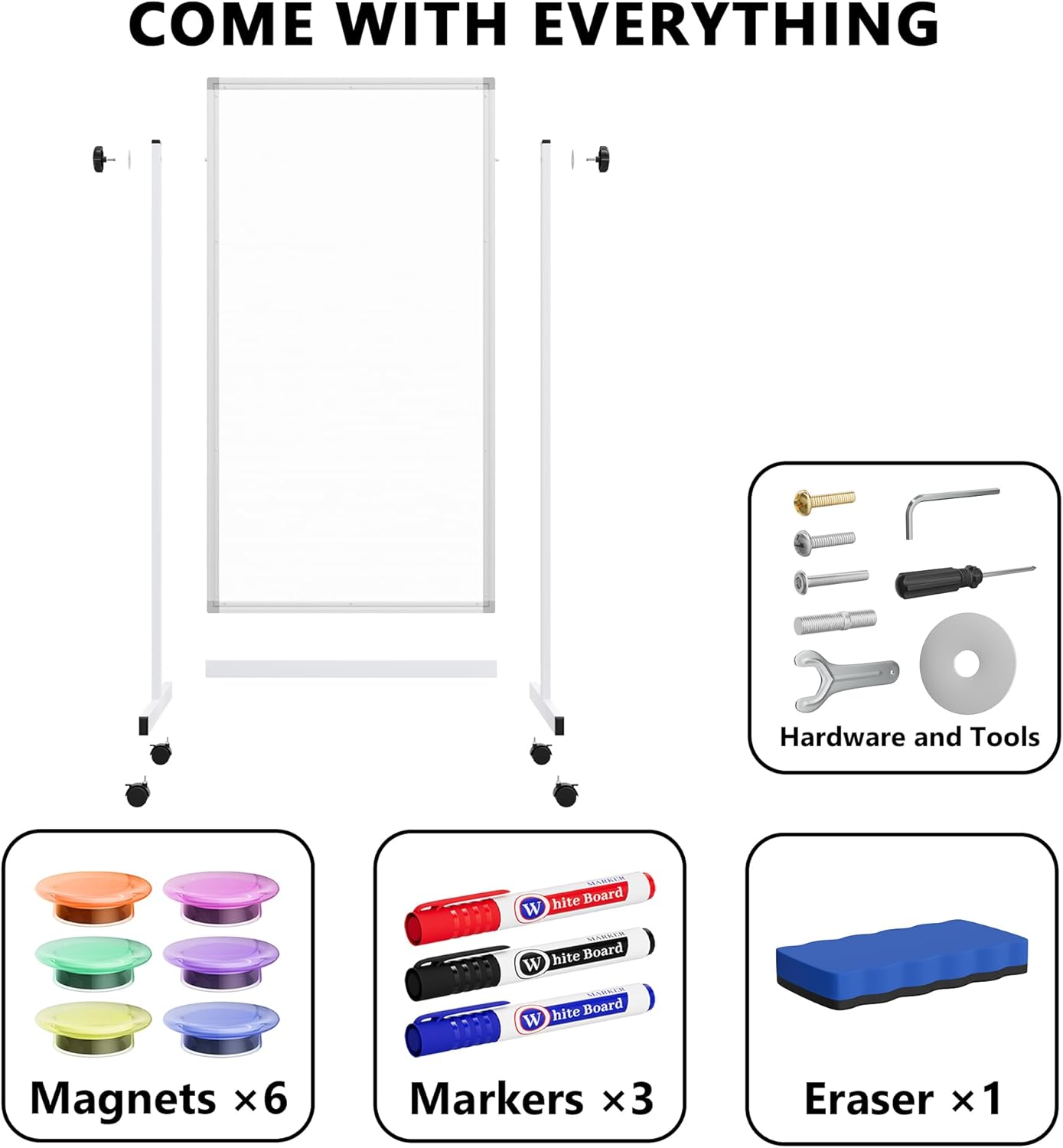 Large Whiteboard Easel with Stand, 36" x 24" Portable Standing Magnetic Dry Erase White Board, 3' x 2' Tripod Height Adjustable Flip Chart Easel for Home Office Classroom School, Silver
