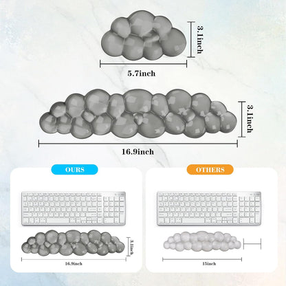 Gel Cloud Keyboard and Mouse Wrist Rest, Cute Wrist Support and Arm Support Keyboard Rest for Keyboard and Mouse Typing Pain Relief，Suitable for Office/Computer/Laptop/Gaming（White）