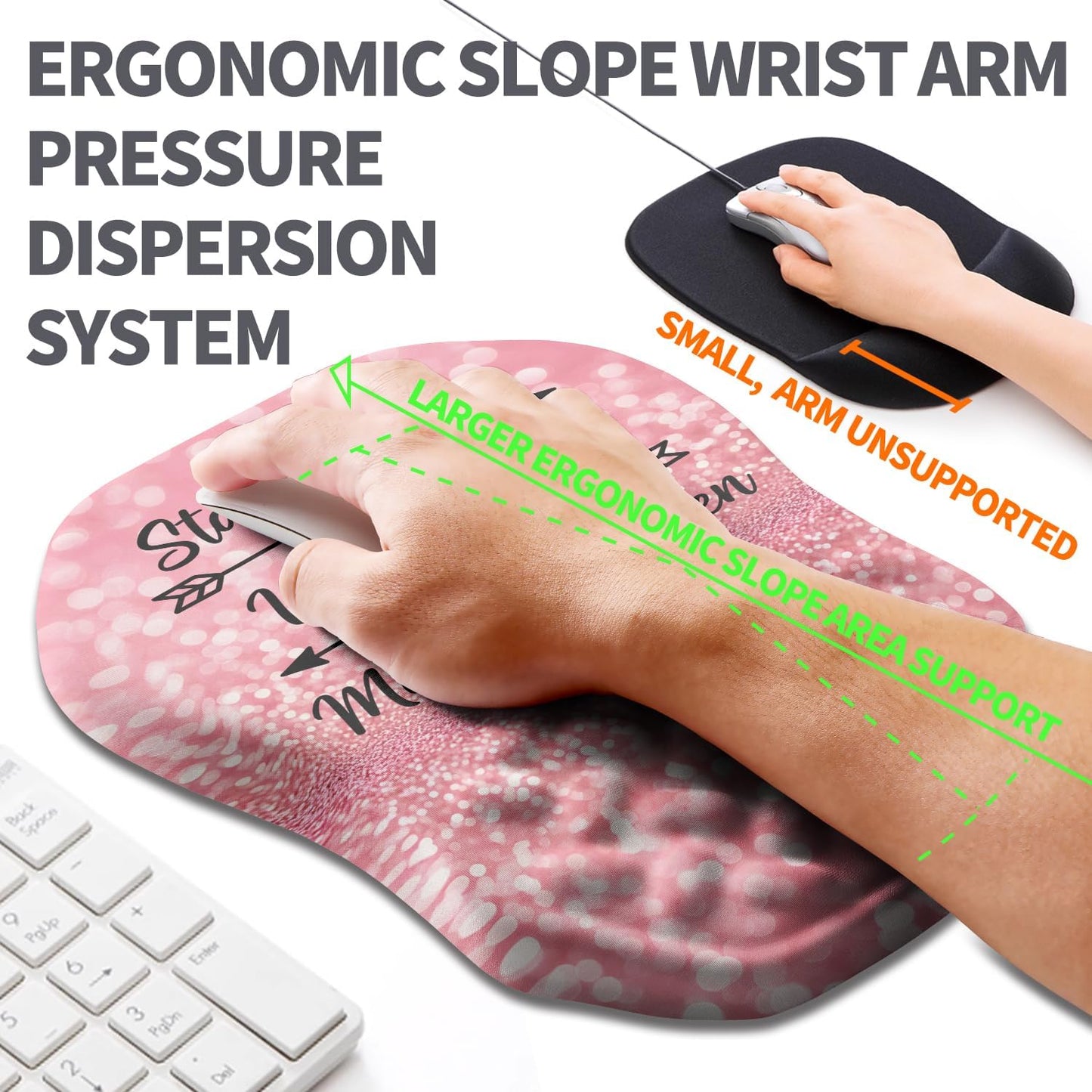 Ergonomic Slope Mouse Pad Wrist Support, Wrist Rest Mousepad for Carpal Tunnel Pain Relief with Massage Bulge and Slow Rebound Memory Foam (12x8 inch, Black)
