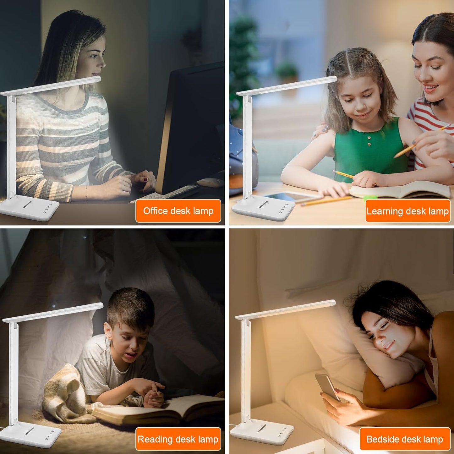 shinelife LED Desk Lamp for Office Home, Bright Desk Light with USB Charging Port, Adjustable Dimmable Desk Lamps 5 Modes 5 Brightness, Touch Study Lamp for Nail, Craft, Puzzle, Sewing, Study, Black