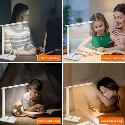 shinelife LED Desk Lamp for Office Home, Bright Desk Light with USB Charging Port, Adjustable Dimmable Desk Lamps 5 Modes 5 Brightness, Touch Study Lamp for Nail, Craft, Puzzle, Sewing, Study, Black