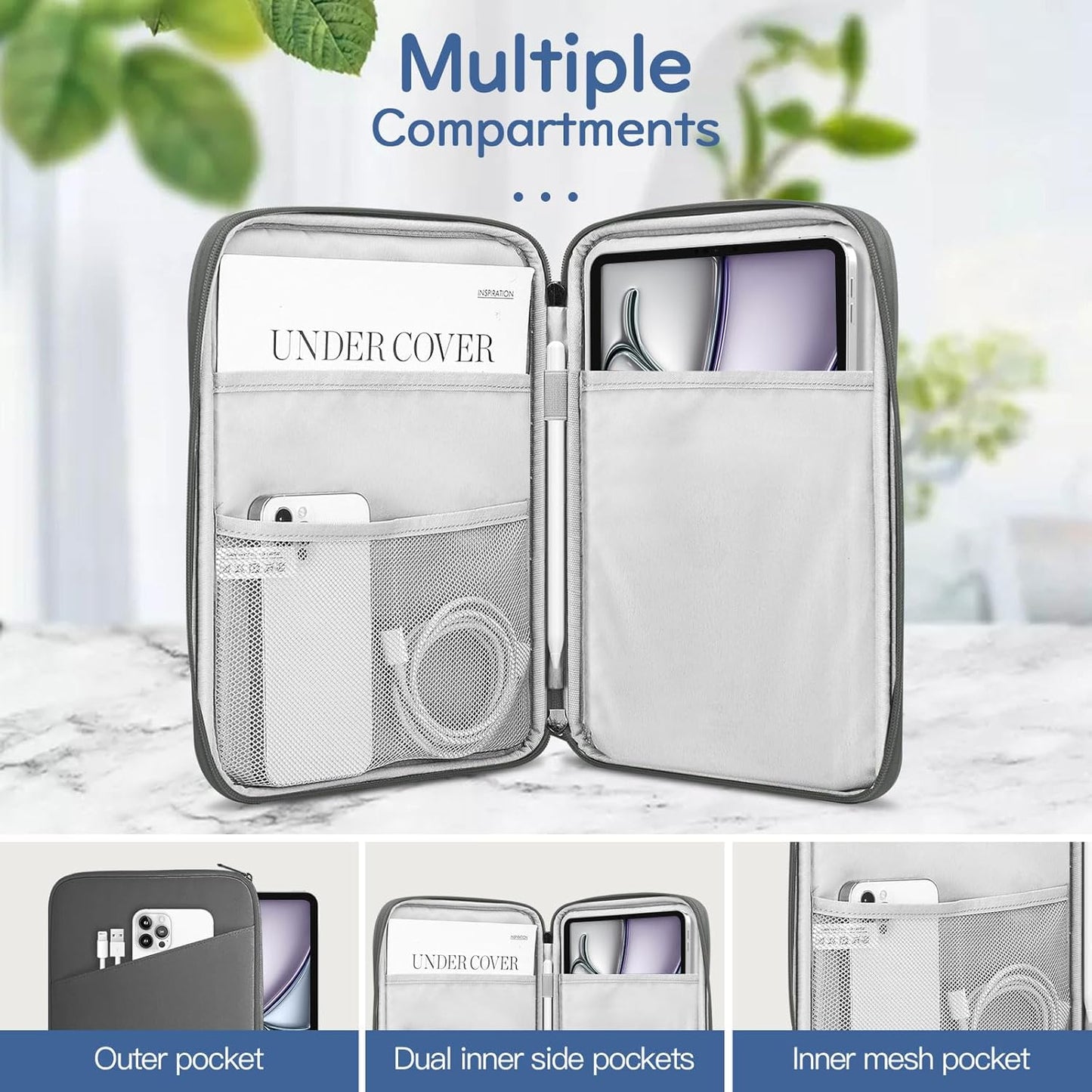 Dadanism 9-11" Tablet Sleeve Bag Carrying Case for iPad (A16) 11th Gen 11", iPad 10th Gen 10.9" Air 5/4, iPad Air M4/Pro 11", iPad 9/8/7th, Galaxy Tab A11+ Plus 11", Remarkable 2 10.3", Black