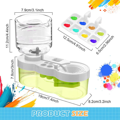 Paint Brush Cleaner, Upgraded Water Cycle Watercolor Rinser Dispenser with Holder and Palette, Washing My Brushes, Cleaning System for Acrylic,Watercolor,Painting Art Supplies for Adults Students