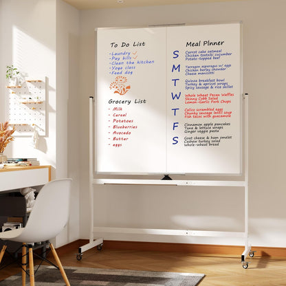 Large Whiteboard Easel with Stand, 36" x 24" Portable Standing Magnetic Dry Erase White Board, 3' x 2' Tripod Height Adjustable Flip Chart Easel for Home Office Classroom School, Silver