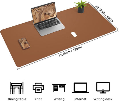 AFIING Large Desk Mat 47" x 17", Dual-Sided Natural Cork & PU Leather Desk Pad, Non-Slip Waterproof Mouse Pad for Office, Home & Gaming, Black