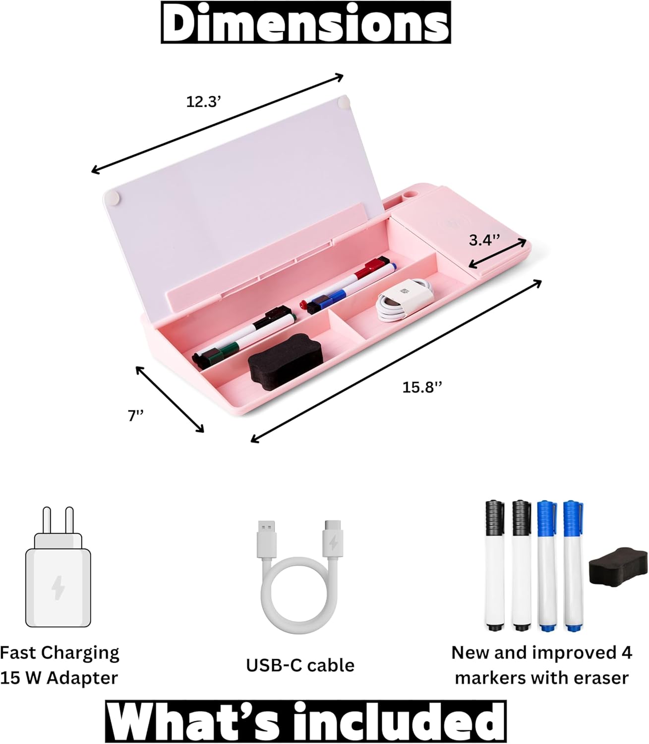 Desktop Dry Erase Board with Charger