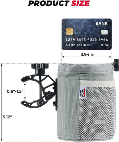 KEMIMOTO Motorcycle Cup Holder, Oxford Fabric Motorcycle Drink Holder with 0.6"-1.5" Alligator Clamp, Universal Water Bottle Cup Accessories for Bike, ATV/UTV, Scooter, Boat, Walker