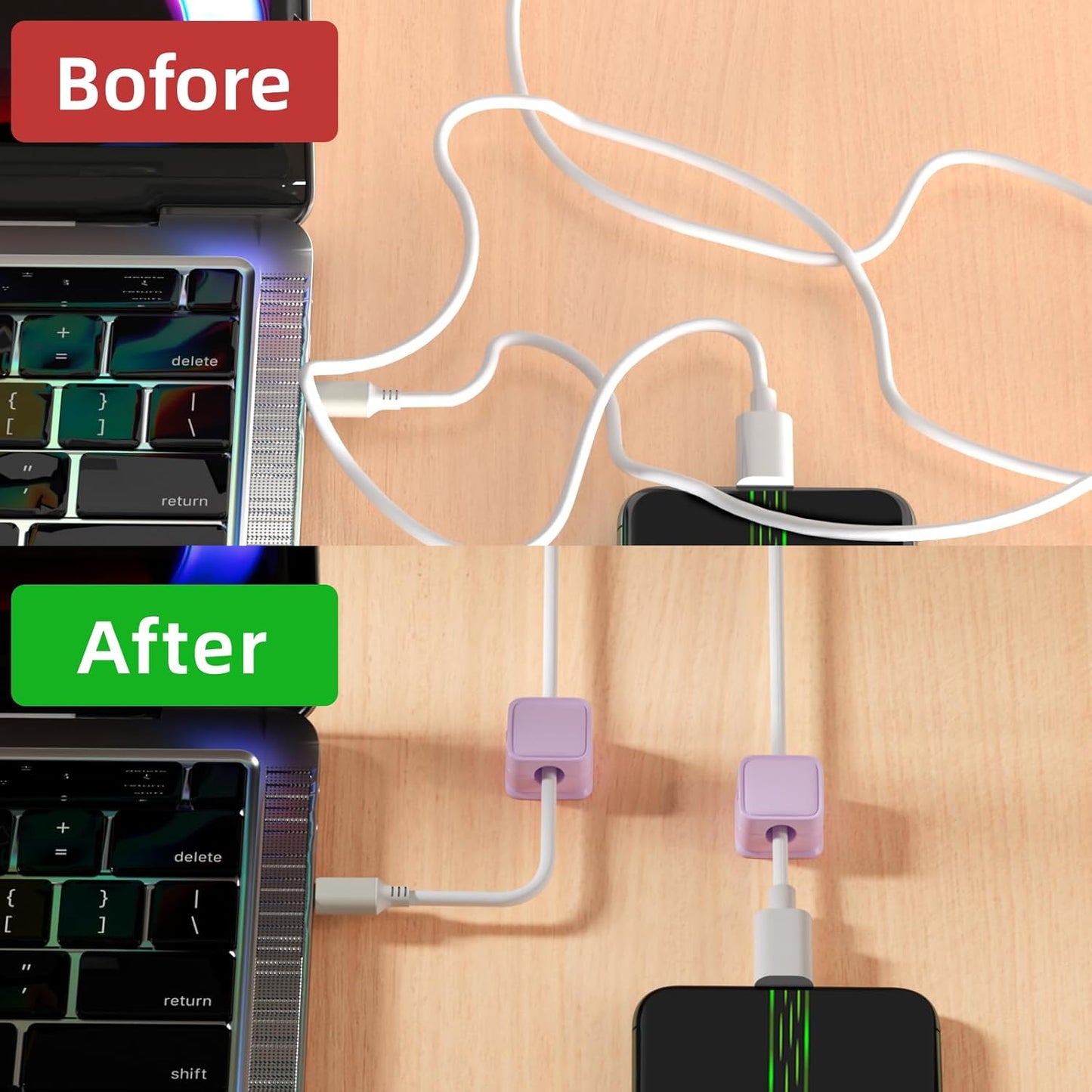 8 Pack Cord Organizer Holder,Costop Strong Adhesive Desk Cable Management Magnetic Easy Open,Organize Phone Charging Cords Wire Holder Organizer Neatly for Home,Office,Car,Desk,Nightstand