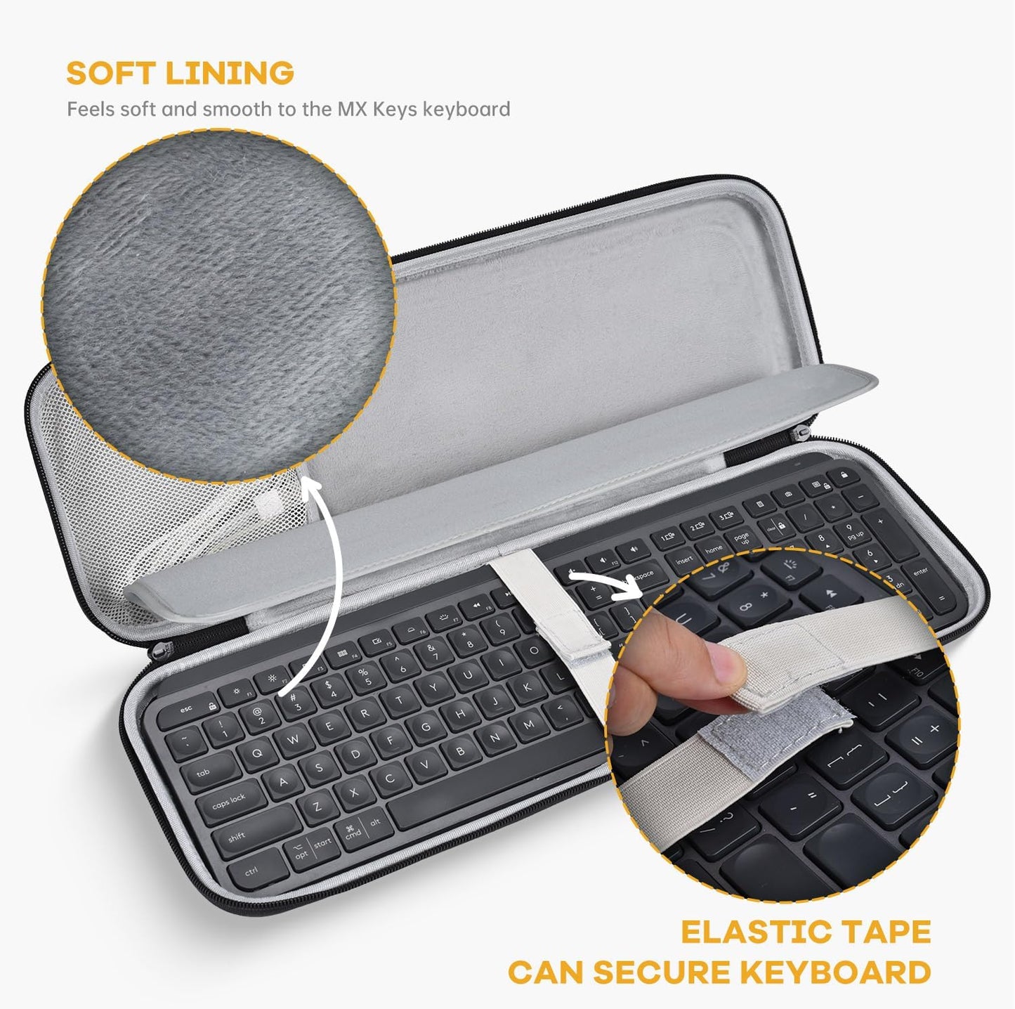 Hard Keyboard Carrying Case for Logitech Pebble Keys 2 K380s & Logitech K380 Bluetooth Keyboard Case + M350 Pebble Mouse Combo, Wireless Keyboard Shockproof Protective Travel Bag, Black