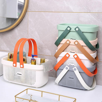 JiatuA Plastic Storage Basket with Handle Portable Shower Caddy Tote Organizer Basket Bin for Bathroom Kitchen Dorm Room Bedroom, Green