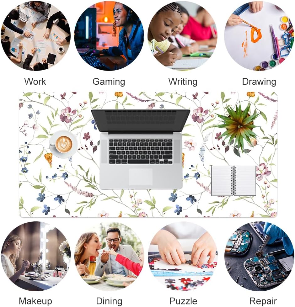 QIYI Large Mouse Pad, Cute Pink Desk Mat for Desktop, Women Girls PU Leather Desk Pad Waterproof Gaming Mousepad, Rose Gold Marble Computer Protector Writing Pad for School Office Home 31.5" x 15.7"
