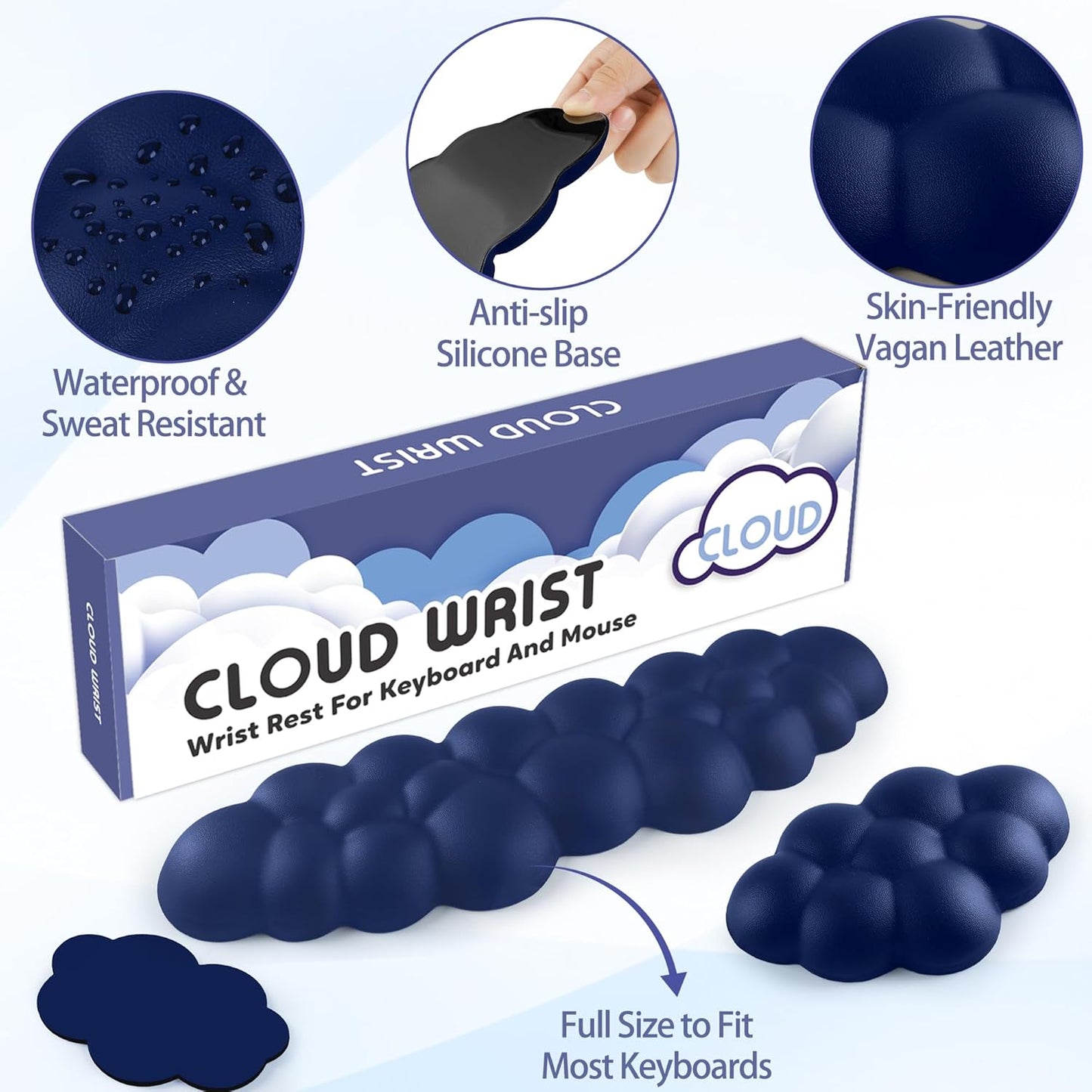 Sushret Cloud Wrist Rest for Keyboard and Mouse, Memory Foam PU Leather Keyboard Wrist Rest with Ergonomic Support, Non-Slip Base, Cute Arm Rest Pad & Palm Cushion, Office Desk Accessory, Purple