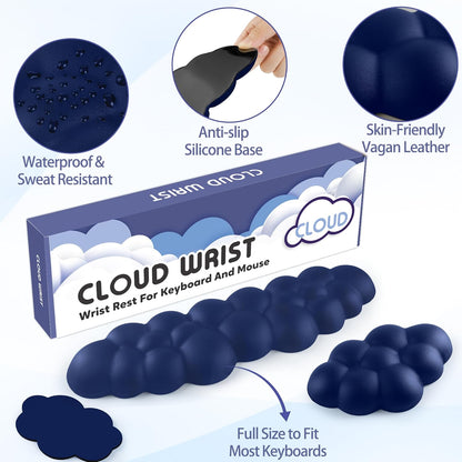 Sushret Cloud Wrist Rest for Keyboard and Mouse, Memory Foam PU Leather Keyboard Wrist Rest with Ergonomic Support, Non-Slip Base, Cute Arm Rest Pad & Palm Cushion, Office Desk Accessory, Purple