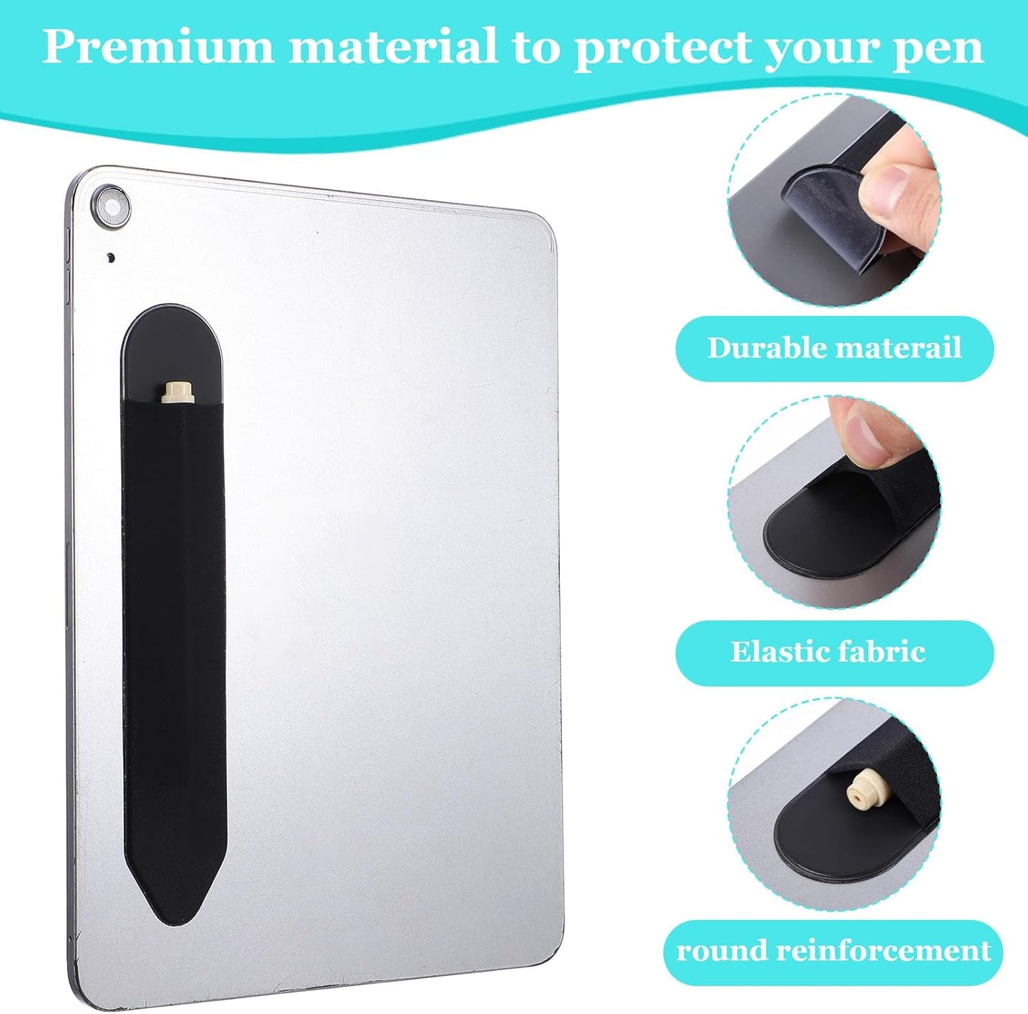 4PCS Universal Stylus Holder,Tablet Pen Cover,Elastic Cover for Stylus Pen,Self-Adhesive Pen Holder - Black,Pink,Gray,Blue