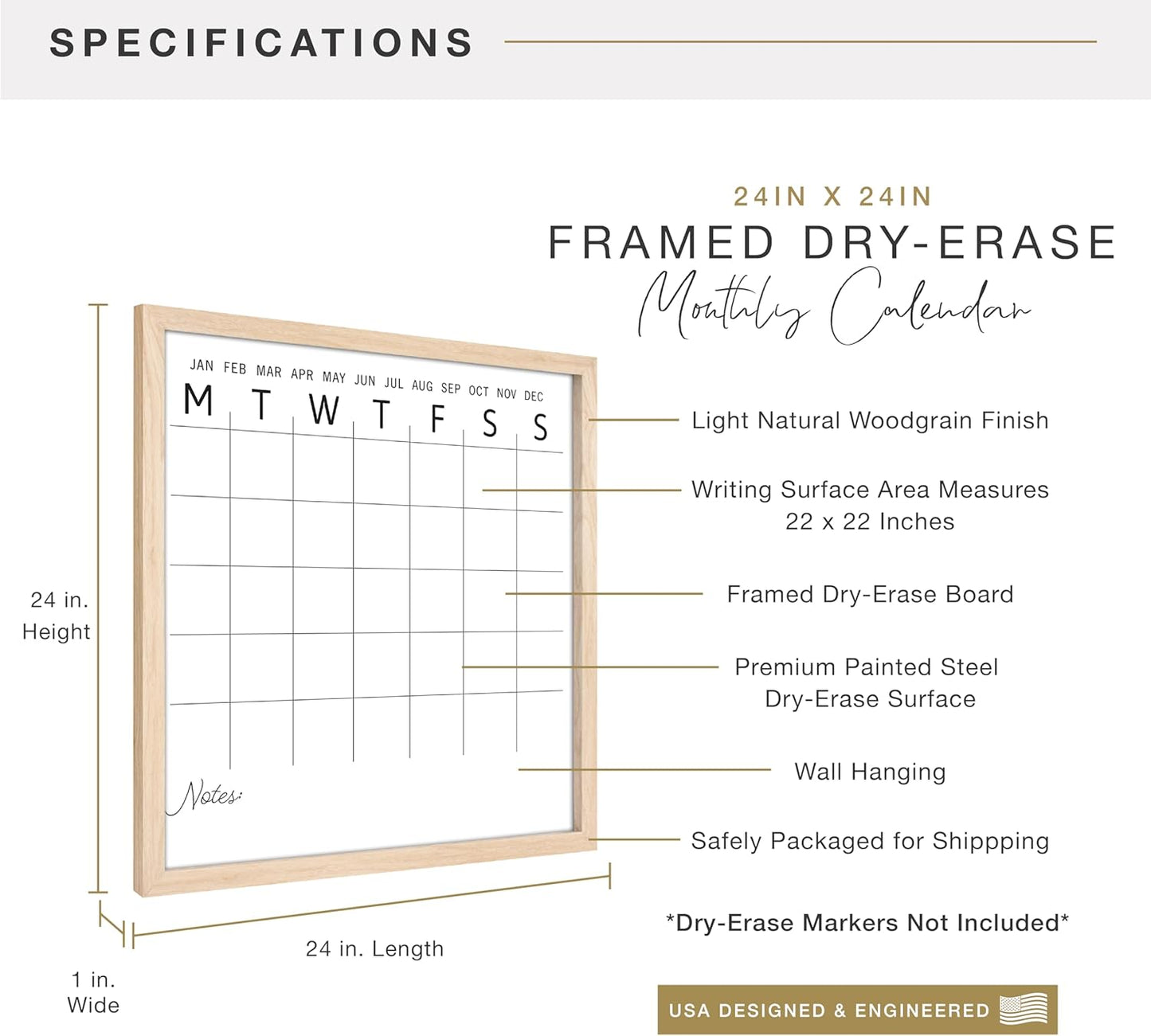 MCS Dry Erase Weekly Planner 11x24 Walnut Framed Calander Whiteboard for Wall, Plan Your Week with Family Weekly Planner for Dinners, Sports, Events & More