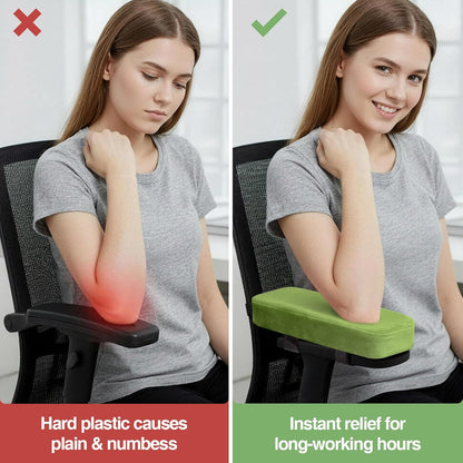 Smiry Ergonomic Office Chair Armrest Pads, Memory Foam Arm Rest Covers, Non-Slip Armrest Cushion with Adjustable Buckles and Straps, Elbow Relief for Desk, Gaming & Wheelchair (Black, Set of 2)