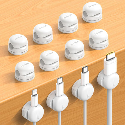 Lamicall 6Pack Rotatable Cord Organizer Cable Clips - [1s Lock] Spring Cord Holder, Desk Phone Charger Cable Management, Wire Keeper for Nightstand, Office Accessories & Christmas Home Organizers