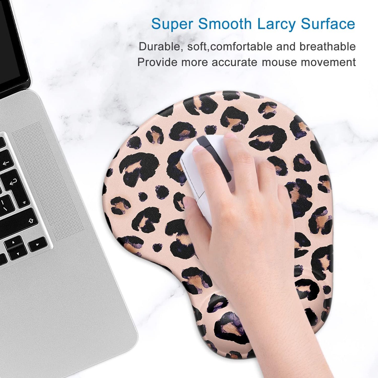 ITNRSIIET Ergonomic Mouse Pad with Gel Wrist Support Wrist Rest Smooth Surface Non-Slip PU Base Comfortable Office Supplies Pain Relief, 9.5 x 8 inches, Beach