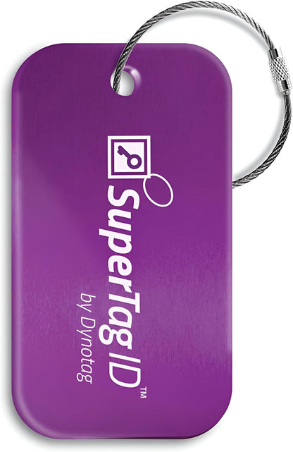 Dynotag® Sentry Series Solid Metal Web Enabled Smart Luggage Tag ID + Steel Loop, Anodized Aluminum with DynoIQ™ & Lifetime Recovery Service (Sapphire Blue)